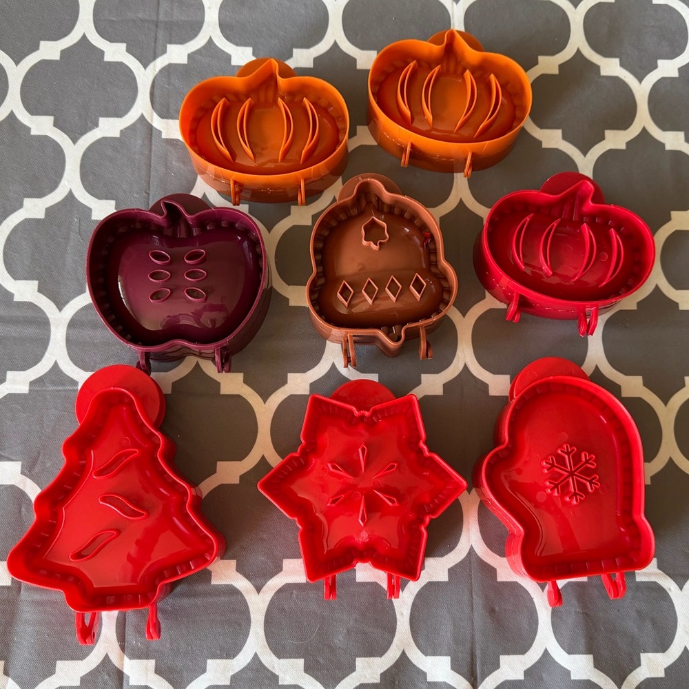 Lot of Eight, Hard Plastic - Hand Pie Molds - Excellent Condition